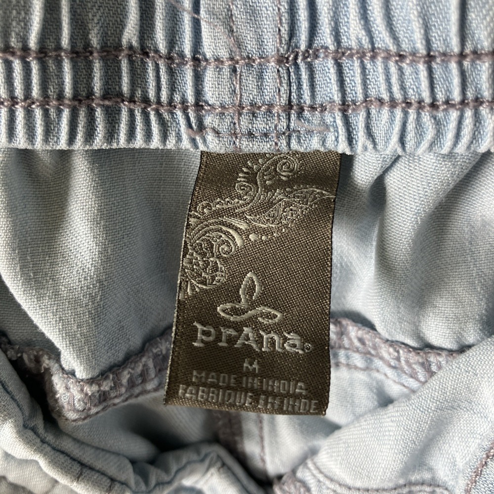 prAna Breathe Women's Cropped Pants Med Chambray Wide‎ Leg Relaxed Boho Coastal - Picture 9 of 10